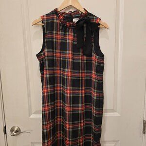 J.Crew Plaid Bow Neck Shift Dress Holiday Plaid Tartan